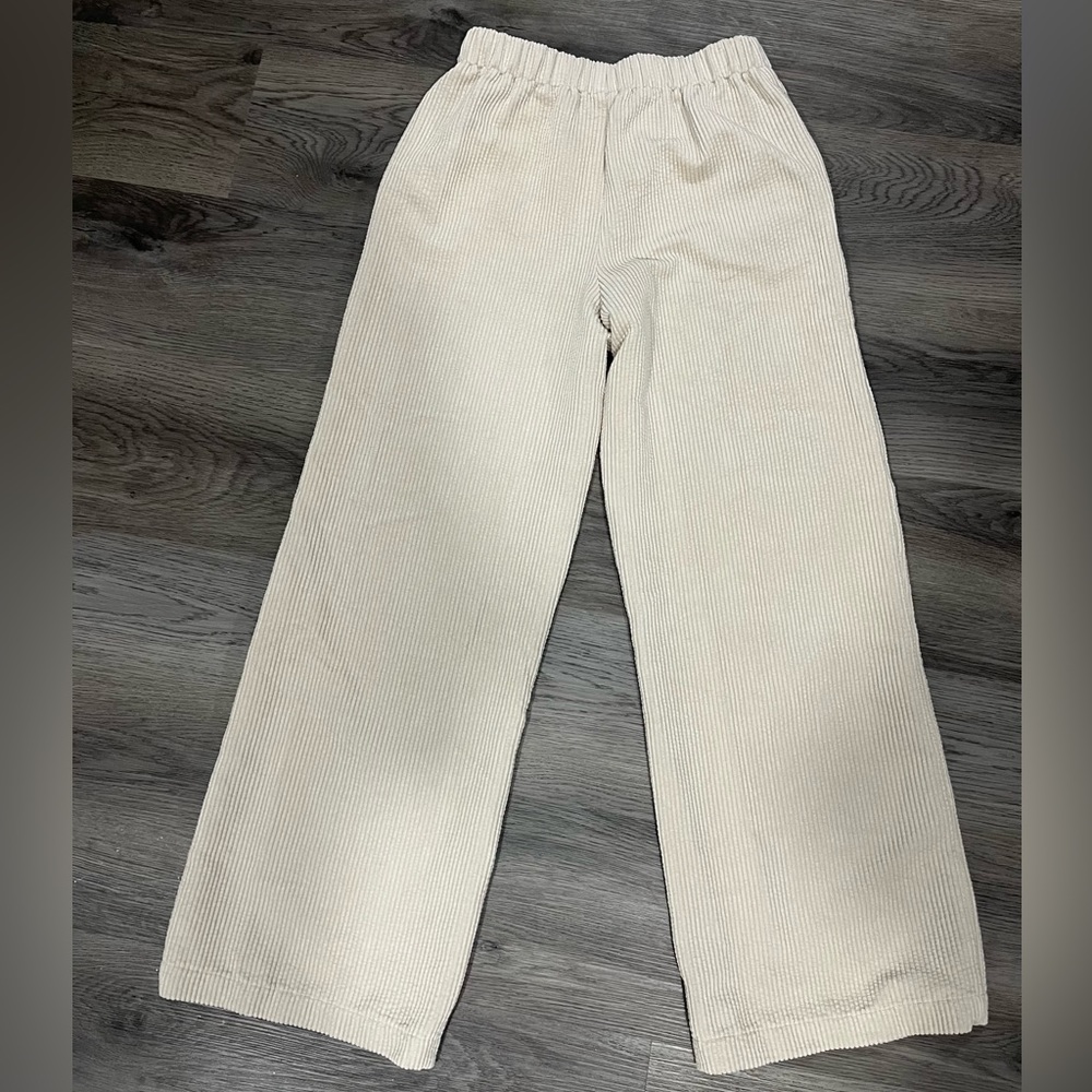 BDG urban outfitters wide leg corduroy cream puddle pant